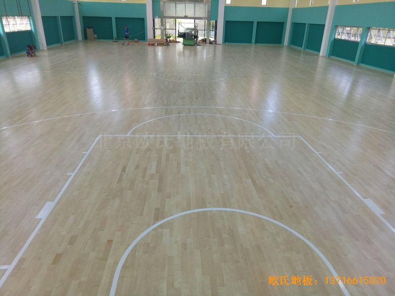 寧波至城學校籃球館體育木地板安裝案例0
